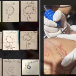 Com isso, no primeiro vídeo, ela mostra o processo da tatuagem. No segundo, ela aparece contando a surpresa para os seus alunos, em sala de aula. (Foto: Reprodução)