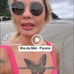 A influenciadora ainda comparou os moradores da Ilha do Mel com os de Santa Catarina, afirmando que, em sua visão, a diferença era “nítida”. (Foto: TikTok)