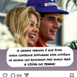 A grande verdade é que X u x a ainda consegue empurrar essa história de Rainha dos Baixinhos, mas nunca será a viúva do Senna, dizia a postagem em questão. (Foto: Reprodução/Instagram)