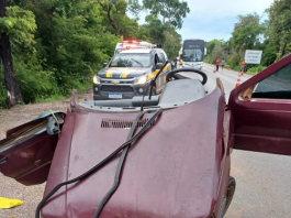 Acidente na BR-153 mata duas crianças e deixa pai em estado grave. (Foto: Divulgação/PRF)