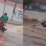 Motociclista é arrastado pela enxurrada e desaparece em Goiás. (Foto: Reprodução)