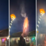 Durante a noite da virada de ano, um fogo de artifício explodiu em cima de um jovem e deixou cinco pessoas feridas, em Pirenópolis (GO), no Entorno do Distrito Federal. (Foto: Reprodução)