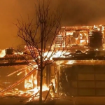 Um novo foco de incêndio surgiu na região de Los Angeles, nos Estados Unidos, na noite desta quarta-feira (8), com chamas em um parque de Hollywood Hills. (Foto: Reprodução)