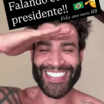 No vídeo, Gusttavo aparece rindo prestando continência. “Falando com meu presidente!! Feliz ano novo, bebê”, escreveu Wesley Safadão. (Foto: Reprodução/Instagram)