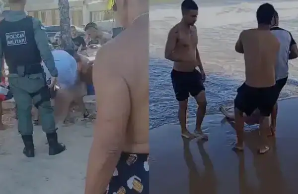 Momento do resgate de banhista que teve a perna amputada após ataque de tubarão